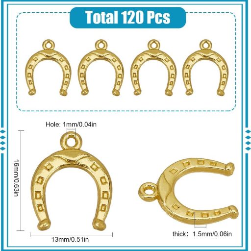 SUNNYCLUE 120db Arany Patkó Medál Nyugati Cowboy Vintage Ékszerkészítéshez Szerencsehozó Nyaklánc Charm