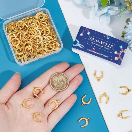 SUNNYCLUE 120db Arany Patkó Medál Nyugati Cowboy Vintage Ékszerkészítéshez Szerencsehozó Nyaklánc Charm