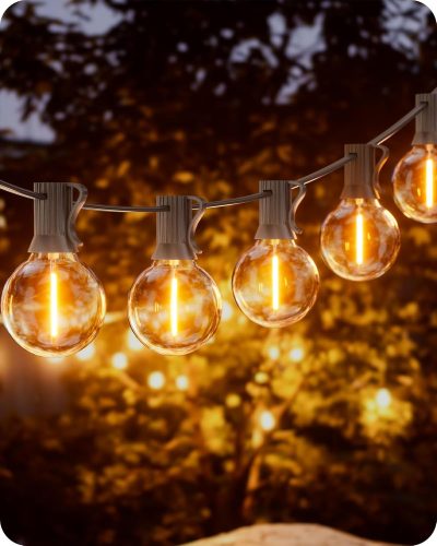 EDISHINE Kültéri Fényfüzér 15m - G40 LED Izzók, IP44 Vízálló, Törhetetlen Égők, Kerti Világítás