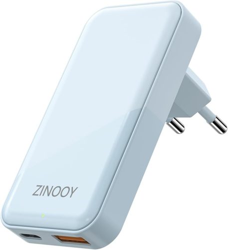 Adaptor încărcător rapid USB-C Zinooy 35W, cu 2 porturi și design plat - Compatibil cu iPhone 15/14/13, Samsung Galaxy S24/23, iPad, Xiaomi
