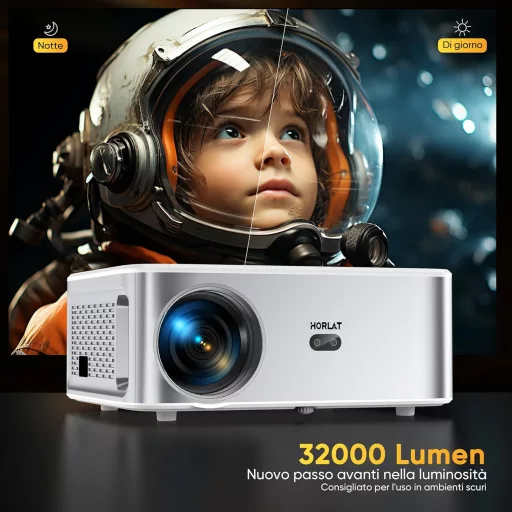 HORLAT 28000 Lumen 4K Projektor - WiFi 6, Bluetooth 5.2, Automatikus Keystone Korrekció, 50% Zoom, Android TV Rendszer, Otthoni Mozi és Okos