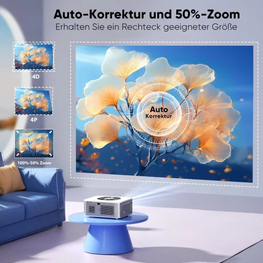 HORLAT 28000 Lumen 4K Projektor - WiFi 6, Bluetooth 5.2, Automatikus Keystone Korrekció, 50% Zoom, Android TV Rendszer, Otthoni Mozi és Okos