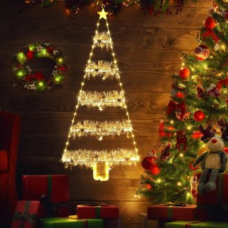   Vianočná svetelná reťaz Geemoo 81 cm, dekoratívne osvetlenie, 8 režimov, teplá biela, na okná a dvere