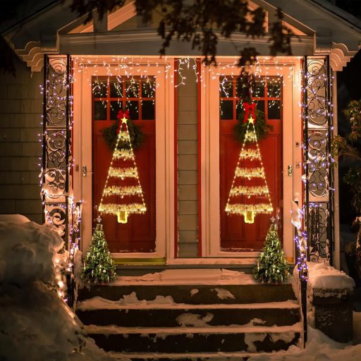 Geemoo Karácsonyi Lánc 81cm Dekorációs Fény 8 Üzemmód Meleg Fehér Ablak Ajtó