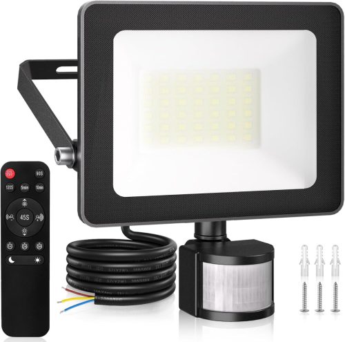 MEIKEE 35W Proiector LED cu Senzor de Mișcare - 3440LM, 6500K Alb Rece, IP66 Impermeabil, 10 Niveluri de Luminozitate, cu Telecomandă - pentru Grădină, Garaj,