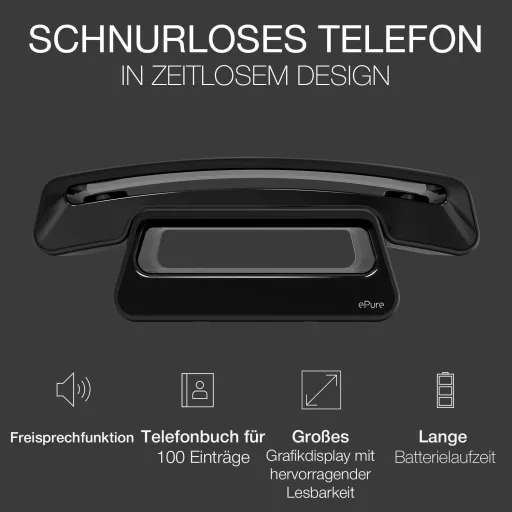 Alcatel ePure Iconic DECT vezeték nélküli telefon, vintage design, nagy kijelző