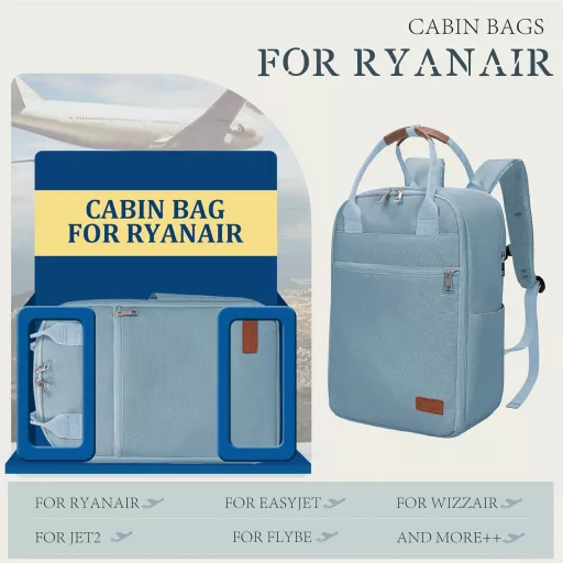 Hayayu Ryanair Rucsac de cabină 40x20x25 cm Geantă de călătorie avion 20L Compartiment laptop 14" Buzunar antifurt Curea de piept