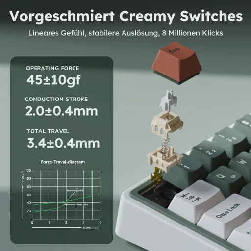 RK ROYAL KLUDGE R65 Herná klávesnica 60% Rozloženie, Bezdrôtová Bluetooth/2.4G/USB-C, RGB Podsvietenie, Hot-Swap Creamy Spínače,