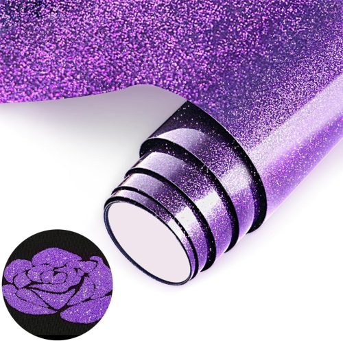 NANAPLUMS Glitter Purple 3D Puff HTV Vinyl Fólia - 30,5 x 100 cm Hőtranszfer Textil Fólia Pólókhoz, Csillámos Lila Plotter Film