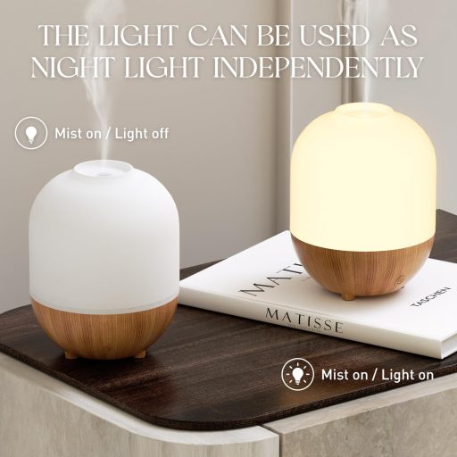 SALUBRITO Aróma Difuzér 100ml - Ultrazvukový Rozprašovač Esenciálnych Olejov s Vzorom Dreva - Kompaktné Aromaterapeutické Zariadenie pre Domácnosť, Kanceláriu - Darček