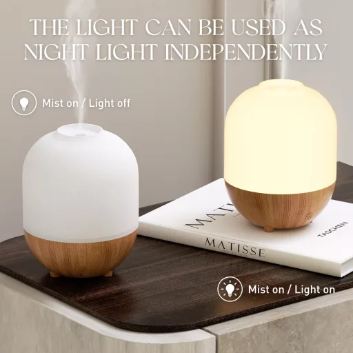 SALUBRITO Aroma Difuzor 100ml - Ultrazvučni Raspršivač Eteričnih Ulja s Uzorkom Drveta - Kompaktni Aromaterapijski Uređaj za Dom, Ured - Poklon