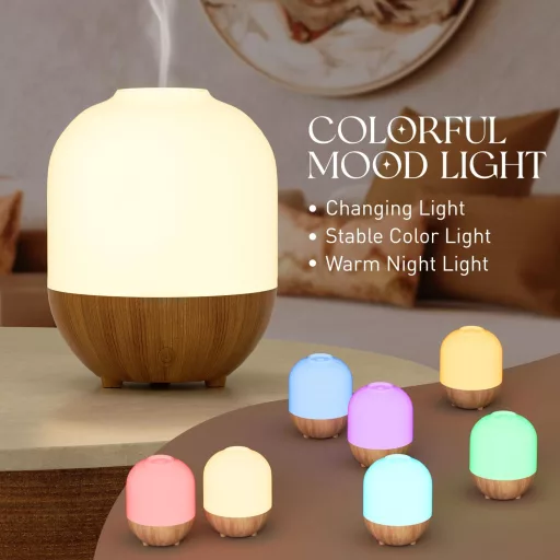 Difuzor de aromaterapie SALUBRITO 100ml - Vaporizator ultrasonic de uleiuri esențiale cu aspect de lemn - Aparat compact de aromaterapie pentru acasă, birou - Cadou