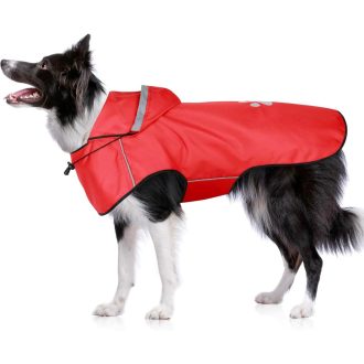   BiPawTi vodootporna kabanica za pse, srednja veličina - reflektirajuća kabanica za pse s kapuljačom, crvena