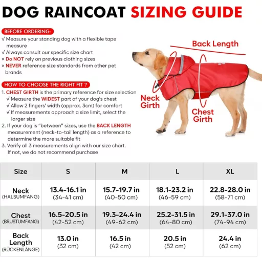 Nepremokavý pršiplášť pre psov BiPawTi, stredná veľkosť – reflexný pršiplášť s kapucňou, červený