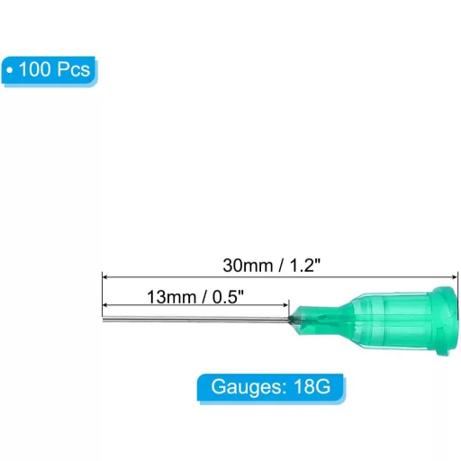 PATIKIL Tupá kanyla dávkovacia ihla 100 ks 18G 0,5 palca zelená injekčná ihla na sérum