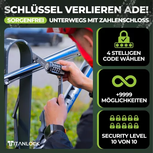 TITANLOCK Összecsukható Kerékpárzár Antitolvaj Kombinációs Biztonsági Lakat
