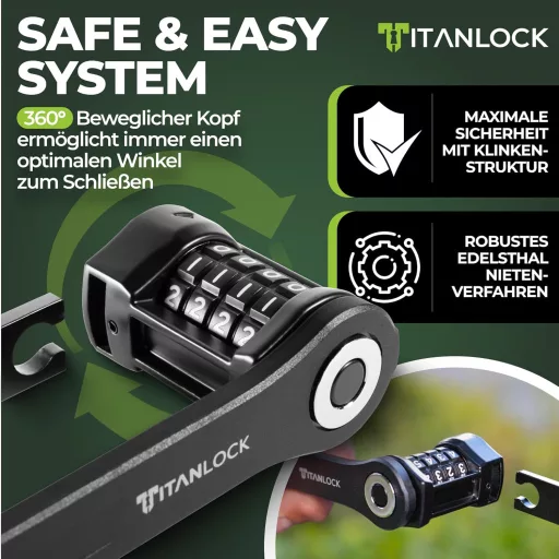 TITANLOCK Összecsukható Kerékpárzár Antitolvaj Kombinációs Biztonsági Lakat