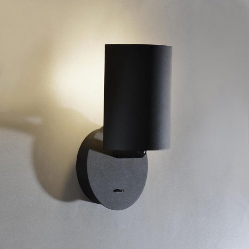 ouglres Fekete Fali Lámpa Kapcsolóval - 90° Forgatható Alumínium Modern Falikar E14 Foglalattal - Hálószoba, Nappali, Folyosó, Hotel Világít