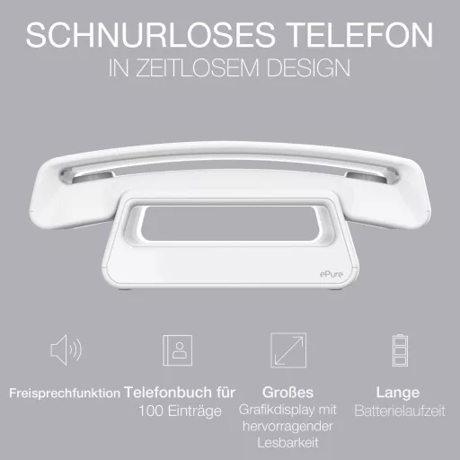 Alcatel ePure Iconic DECT vezeték nélküli telefon fehér vintage design