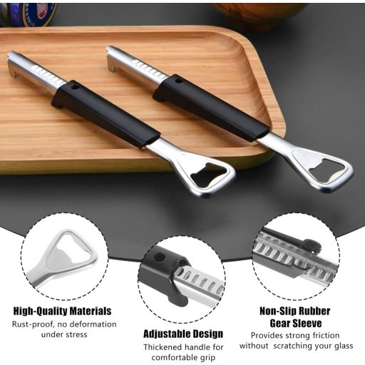 HFDONGL Állítható Konzervnyitó és Csavaros Fedélnyitó Szett - 2 db Üvegnyitó Csúszásgátló Gumival Időseknek, Gyenge Kezűeknek, Konyhai Segéd