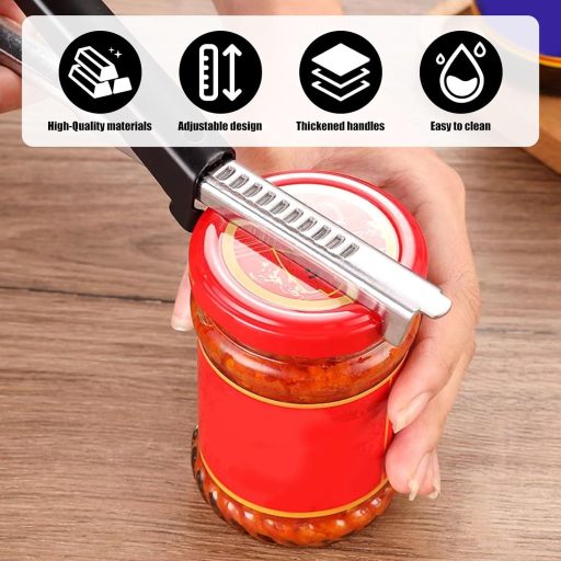 HFDONGL Állítható Konzervnyitó és Csavaros Fedélnyitó Szett - 2 db Üvegnyitó Csúszásgátló Gumival Időseknek, Gyenge Kezűeknek, Konyhai Segéd