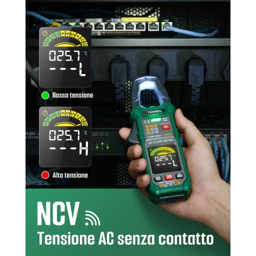 TESMEN TCM-300A Digitális Lakatfogó Multiméter AC/DC Feszültség Árammérő NCV Hőmérő