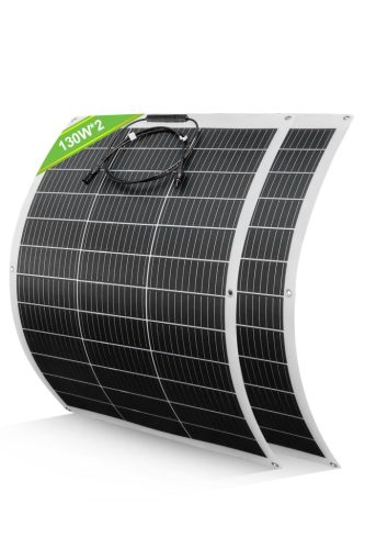 ECO-WORTHY 260W Flexibilis Napelem (2x130W) - Üvegszálas, 12BB Monokristályos, 23% Hatásfokú - Erkélyre, Lakóautóra, Hajóra, Kempingezéshez,