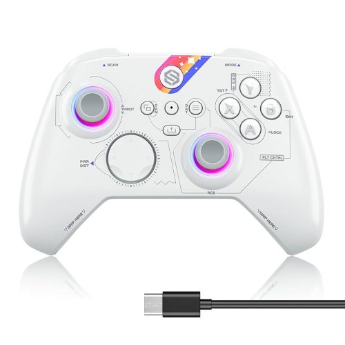 Controller wireless Reddening pentru PC Windows, gamepad cu moduri TURBO/Hall-Trigger/Iluminare RGB, port audio de 3.5mm, baterie încorporată