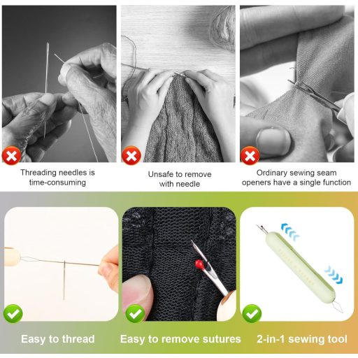 NQEUEPN 3 kom. 2-u-1 Uvlačivač konca i paralica - Multifunkcionalni pribor za šivanje, ručni rad, pletenje, vezenje - Žuta, Zelena, Siva