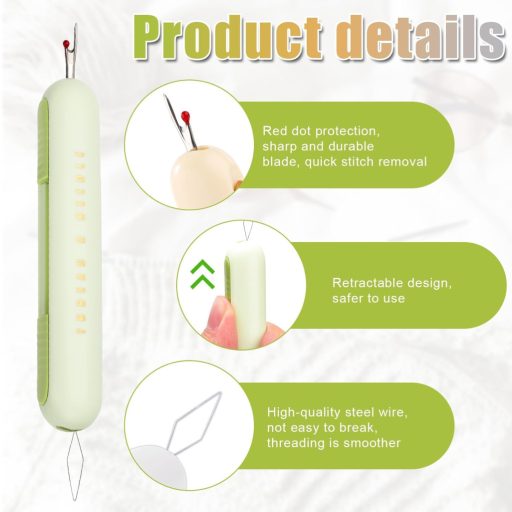 NQEUEPN 3db 2-in-1 Tűbefűző és Varrásfejtő Készlet - Multifunkciós Varrókészség Kézimunkához, Kötéshez, Hímzéshez - Sárga, Zöld, Szürke