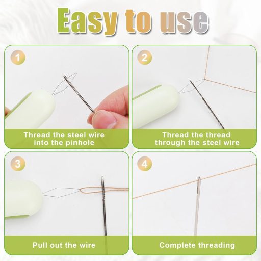 NQEUEPN 3db 2-in-1 Tűbefűző és Varrásfejtő Készlet - Multifunkciós Varrókészség Kézimunkához, Kötéshez, Hímzéshez - Sárga, Zöld, Szürke