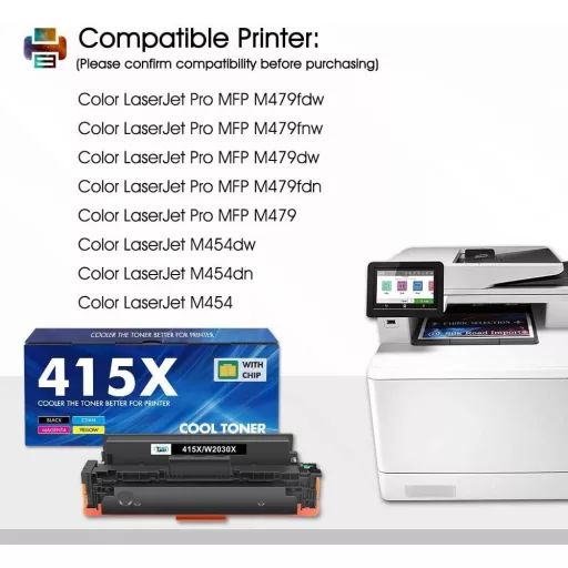 Cool Toner 415X Kompatibilis Toner HP LaserJet Pro M479fdw M454dw 4db Csomag
