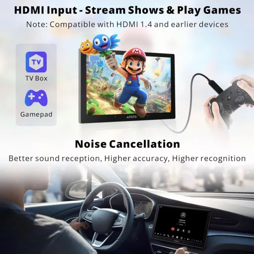 ATOTOZONE 10.1" QLED DAB+ Android Autórádió, 8+128GB, 4G LTE, Wireless CarPlay, GPS, Dual Kamera