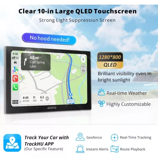 Autorádio ATOTOZONE 10,1" QLED DAB+ Android, 8+128 GB, 4G LTE, bezdrôtový CarPlay, GPS, duálna kamera