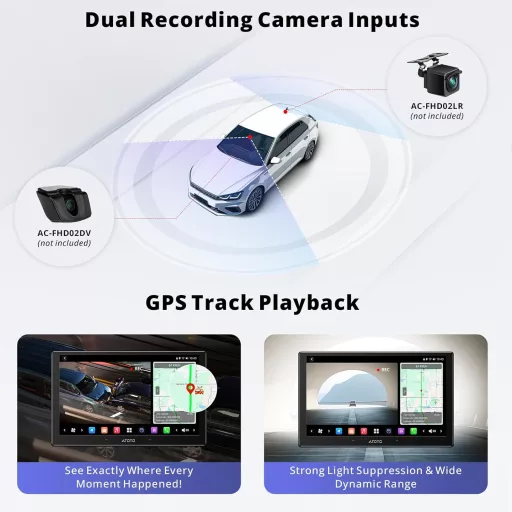 Autorádio ATOTOZONE 10,1" QLED DAB+ Android, 8+128 GB, 4G LTE, bezdrôtový CarPlay, GPS, duálna kamera