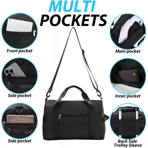 DAYGOS Nepremokavá športová taška čierna na tréning, plávanie, fitness a cestovanie