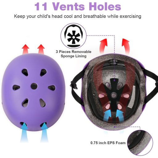Cască de protecție pentru copii Flintronic, 2-13 ani, băieți și fete, reglabilă, pentru skateboard și ciclism