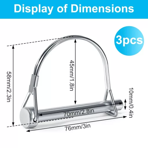 QIMEI-SHOP Zaisťovací čap M10x70mm pozinkovaný na traktor a príves 3ks
