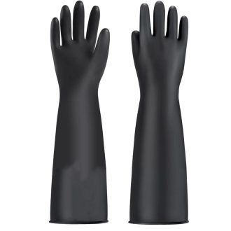   Mănuși de protecție chimică MIN-XL, fără latex, rezistente la acizi și baze, 45 cm, negre