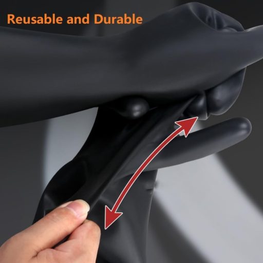 Mănuși de protecție chimică MIN-XL, fără latex, rezistente la acizi și baze, 45 cm, negre