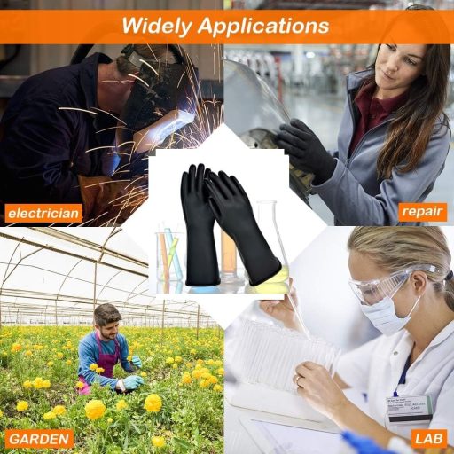 Mănuși de protecție chimică MIN-XL, fără latex, rezistente la acizi și baze, 45 cm, negre