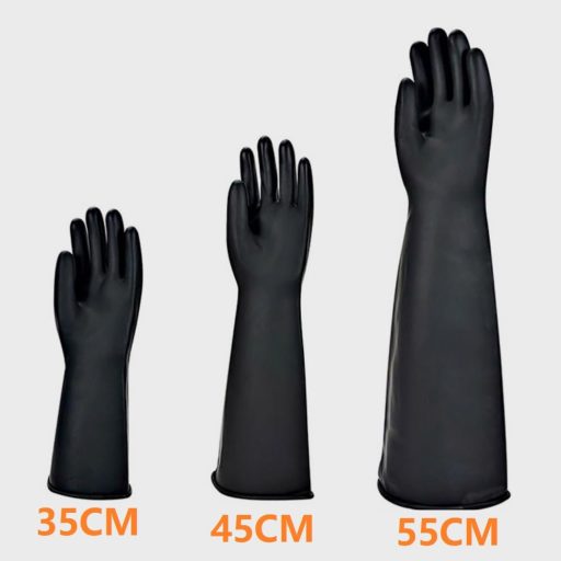 Mănuși de protecție chimică MIN-XL, fără latex, rezistente la acizi și baze, 45 cm, negre