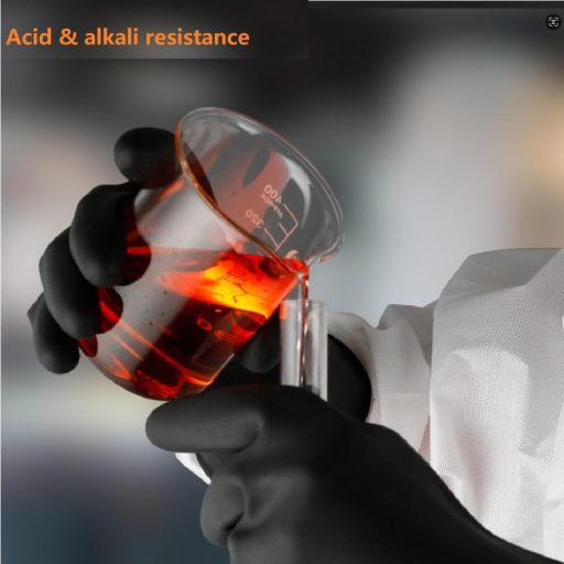 MIN-XL Vegyi Ellenálló Kesztyű, Latex Mentes, Sav és Lúg Védelem, 45cm Fekete