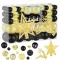 Set de 102 globuri negre și aurii pentru brad - Ornament de Crăciun din plastic, set cu dimensiuni și modele diferite, decor de interior/exterior