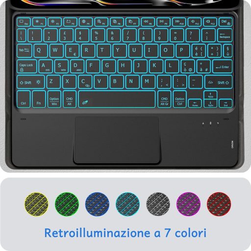 CACOE iPad Pro 11 M4 Billentyűzetes Tok 7 Szín Háttérvilágítás Touchpad Wireless