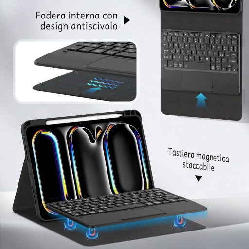 CACOE iPad Pro 11 M4 Billentyűzetes Tok 7 Szín Háttérvilágítás Touchpad Wireless