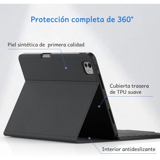 CACOE iPad Pro 11 M4 Billentyűzet Tok 7 Szín Háttérvilágítás Érintőpad Fekete