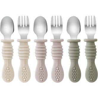   PandaEar 6 részes gyerekevőeszköz szett rozsdamentes acél silikonfogantyúval