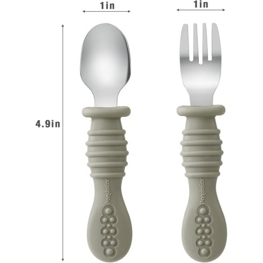 PandaEar 6 részes gyerekevőeszköz szett rozsdamentes acél silikonfogantyúval