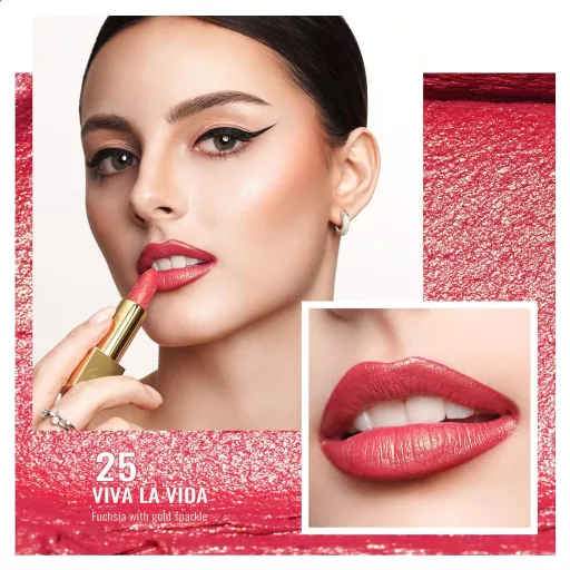 OULAC Metallic Fuchsia Rúzs 3D Fénnyel, Hosszantartó Intenzív Szín, Vegán Formula, 4.3g